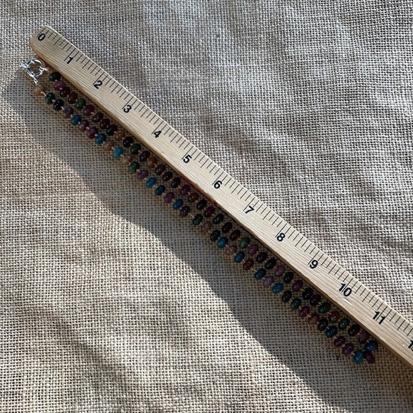 Natural Stone Rondelle Colorful Tourmaline knotted Necklace Handmade New - Picture 7 of 13